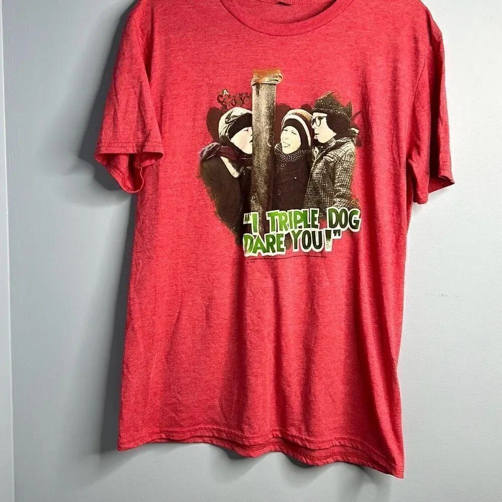A Christmas Story Men’s XL Red T shirt with “ I triple dog dare you”
